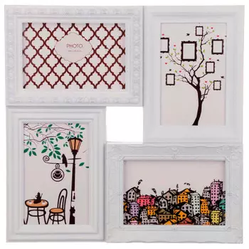 Фоторамка-коллаж 34*34*3 см на 4 фото 10*15 см 596-151