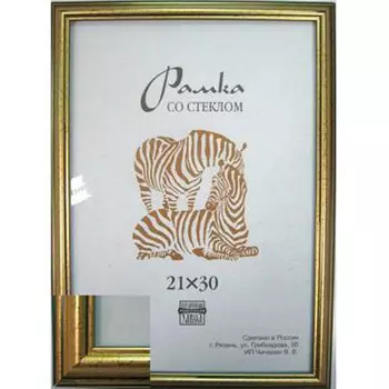 Фоторамка Зебра пластиковая 21х30см золотой рз 3904