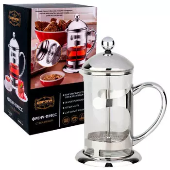 Френч-пресс 1000 мл Европа стекло серебряный ea19010