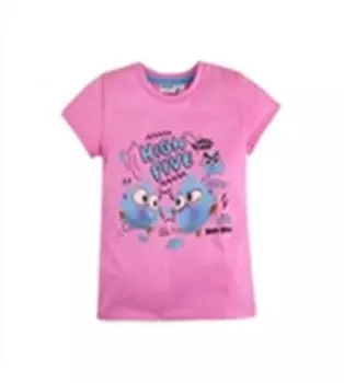 Футболка для девочки энгри бердс р.110 розовый