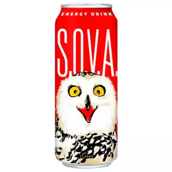 Газированный напиток S.O.V.A. 0,5л классический энергетический ж/б