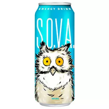 Газированный напиток S.O.V.A. 0,5л натуральный энергетический ж/б