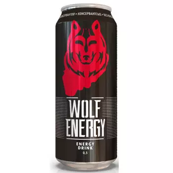 Газированный напиток Wolf Energy 0,5л энергетический ж/б