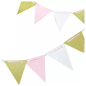 Гирлянда-флажки патибум белый/розовый/золотой 300 см y