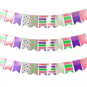 Гирлянда-флажки пинк/блу в ассортименте 250см