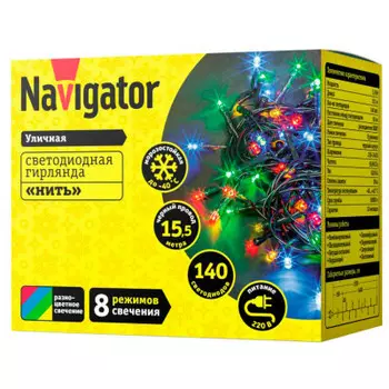 Гирлянда Navigator 6,5м разноцветный ngf-s01-100rgby-5-6.