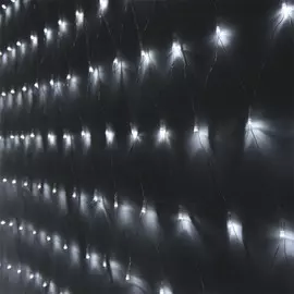 Гирлянда светодиодная фанрей cетка 3*2 м 320 лампочек холодный белый свет шнур прозрачный i 2608
