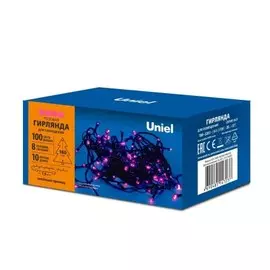 Гирлянда юниель 10 м 100 светодиодов розовый свет ul-00008406