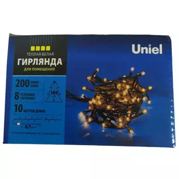 Гирлянда юниель с контроллером 10 м 200 миниламп теплый белый свет ul-00007190