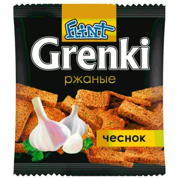 Гренки флинт 130г ржаные с чесноком