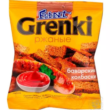 Гренки Флинт 80г баварские колбаски