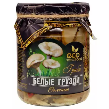 Грибы экофуд 520 г белые грузди соленые ст/б