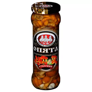 Грибы скатерть-самобранка 370 г опята маринованные отборные ст/б