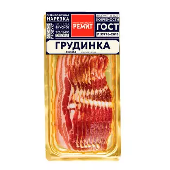 Грудинка свиная с/к 150г ремит нарезка в/у