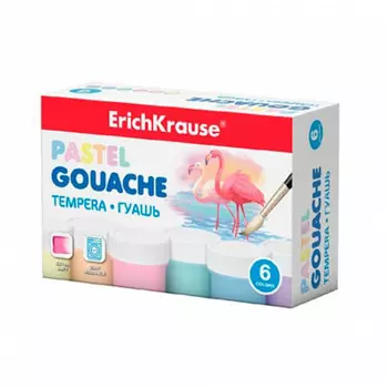 Гуашь 6цв Erich Krause пастель 19014