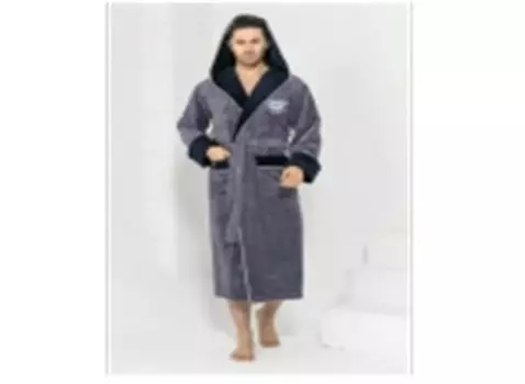 Халат мужской трига с капюшоном ambiella a-1190 дымчато-синий