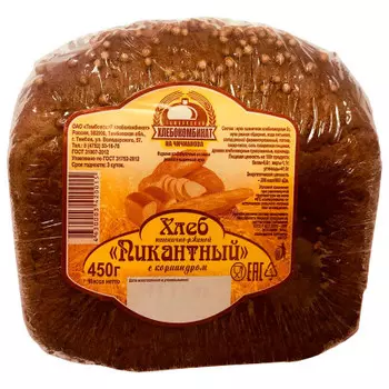 Хлеб пикантный с кориандром 450г тамбовский хлебокомбинат