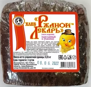 Хлеб ржаной лекарь нарезанный 350 г тобус