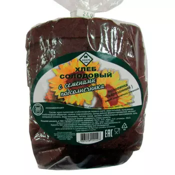 Хлеб солодовый с семенами подсолнечника нарезанный 300г Колос
