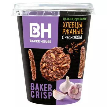 Хлебцы цельнозерновые ржаные с чесноком 90 г бейкер хаус