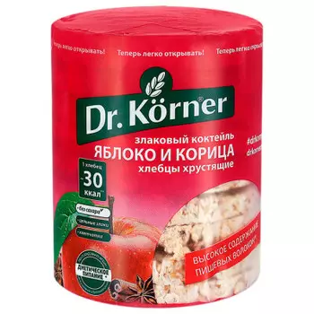 Хлебцы Dr.Korner 100г злаковый коктейль яблочный с корицей хлебпром