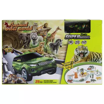 Игрушка автотрек дикие животные 32 х8х21 м на батарейках 859-18