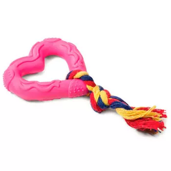 Игрушка для собак триол из сердечко с веревкой 7*15 см из ц/литой резины 12191143