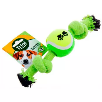 Игрушка для собак триол веревка-канат 2 узла и мяч 23 см 12111067