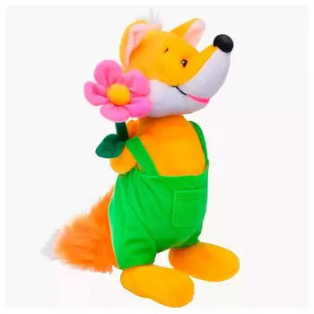 Игрушка лисёнок стоящий с цветком л8686