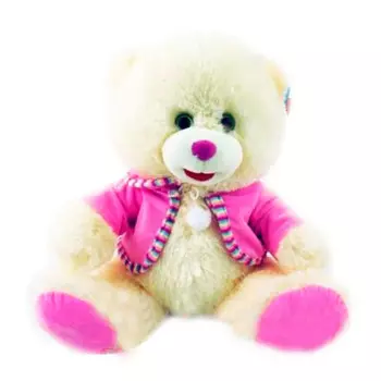 Игрушка медведь бежевый в курточке музыкальный 15624ск