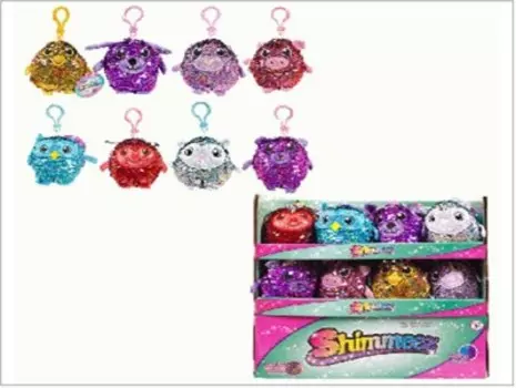 Игрушка мягкая фигурки шиммиз в пайетках с карабином серия 2