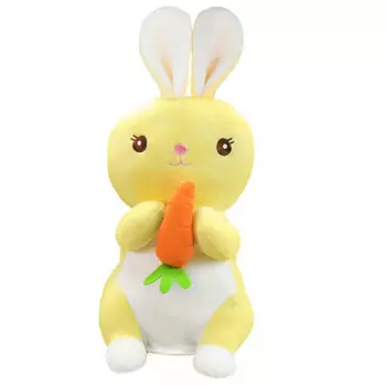 Игрушка мягкая Хуада Зайка с морковкой 27см желтый mg753