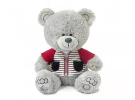 Игрушка мягкая лава медвежонок ники в футболке с молнией 21.5 см музыкальная л8786 г