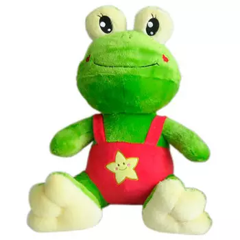 Игрушка мягкая лягушка в комбинезоне 42*19*27 см красный fy1881