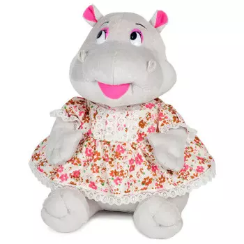 Игрушка мягкая макситойз бегемотик шура в платьице 23 см озвученная mp-hh-c6813 f