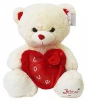 Игрушка мягкая медвежонок с сердцем 48*34, 5*33 см красный lh2633/48