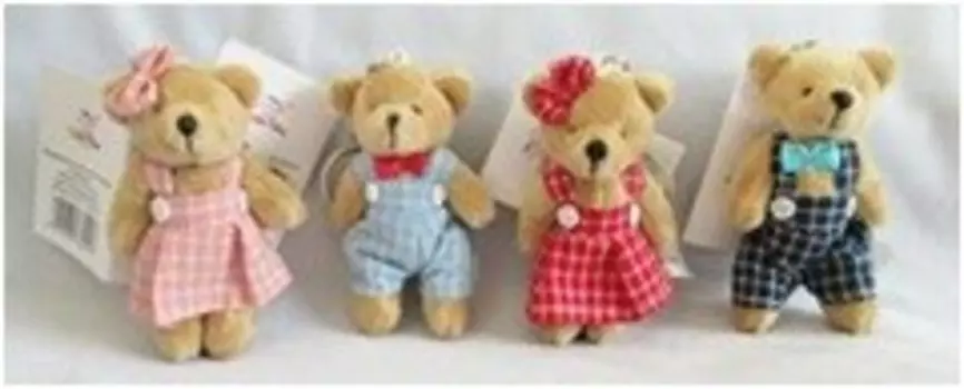 Игрушка мягкая медвежонок в клетчатом наряде 6*5*9.5 см цвет в ассорт leo17-104 a-f