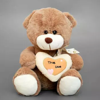 Игрушка мягкая Мишка Тошка 26см светло-коричневый с сердцем ч03170