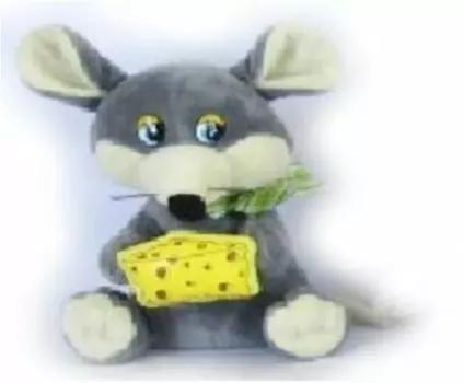 Игрушка мягкая мышонок с сыром 24 см серый leo18-918 b