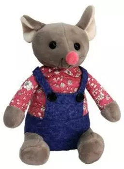 Игрушка мягкая мышонок в синем комбинезоне 18см серый leo18-802a