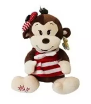 Игрушка мягкая обезьяна в полосатом платье с бантом 32 см 4029-3