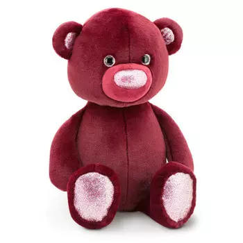 Игрушка мягкая пушистик медвежонок бордовый 22 см