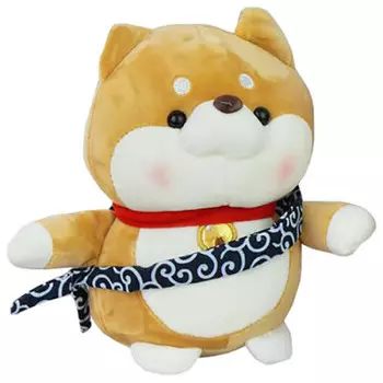 Игрушка мягкая собака с шарфом 20 см красный ошейник