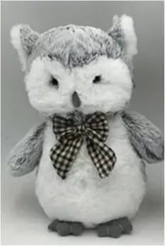 Игрушка мягкая сова с бантом 23см серый 164742/3