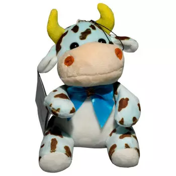 Игрушка мягкая Там-там корова с бантом с подвесом 10х8,5х13,5см leo19-316c