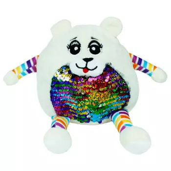 Игрушка мягкая Там-Там медвежонок с пайетками 13х9х13см бежевый нм9086/3