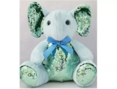 Игрушка мягкая там-там слоненок с бантом с пайетками 17х13х18см leo19-1834a
