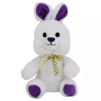 Игрушка мягкая там-там зайчик с бантом 12 х7х21 см белый/фиолетовый e2005021