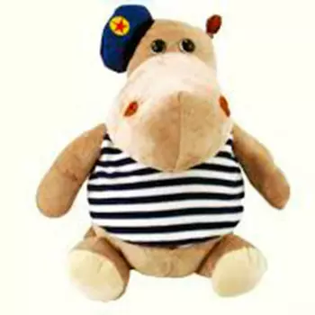 Игрушка мягкая тедди бегемот в тельняшке 4953ск