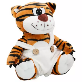 Игрушка мягкая тигр паннакотта младший в белом флисовом комбинезоне 20/26 см 08622 b20-20